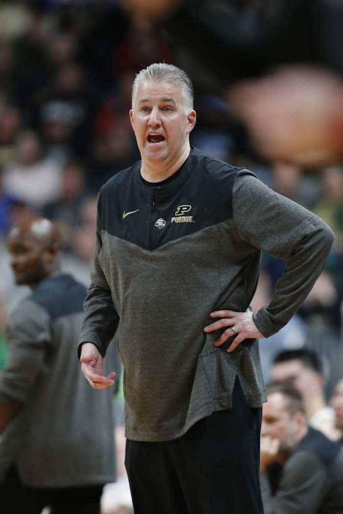 Purdue Boilermakers head coach Matt Painter reacts to a play against the Fairleigh Dickinson Knights.